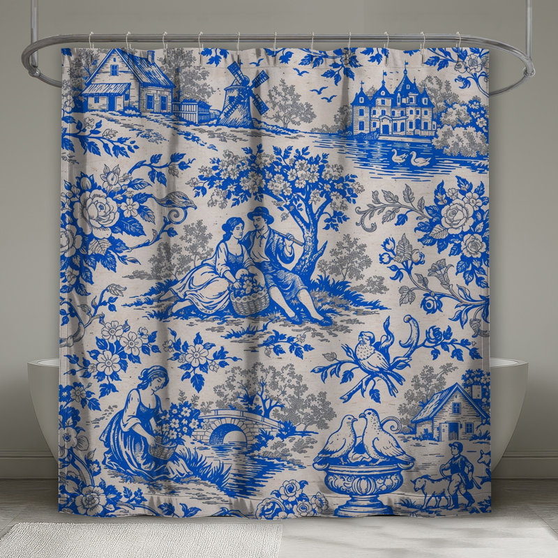 Rideaux de douche Blue Toile, 70in W x 72in H