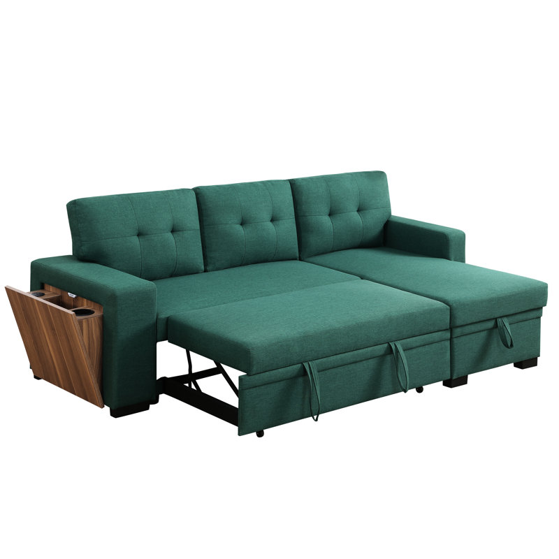 Canapé d'angle 3 places en lin - Méridienne gigogne avec rangement et coussins amovibles, 237 cm L x 133 cm P x 88,5 cm H, revêtement élégant et polyvalent, rangement, coussins de dossier, pieds noirs