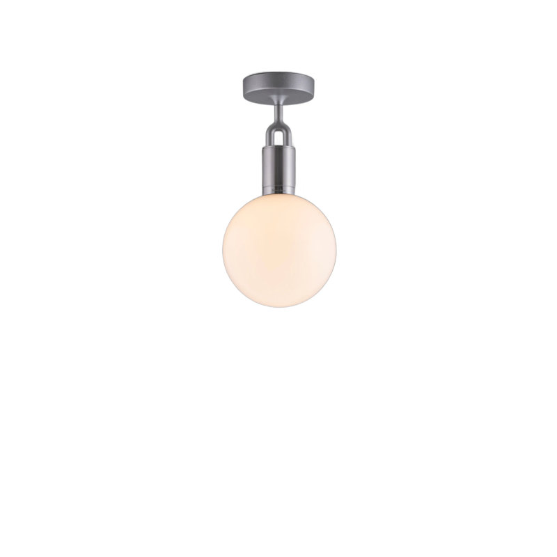 1 - Light Semi Flush Mount, Steel, Medium, Opal