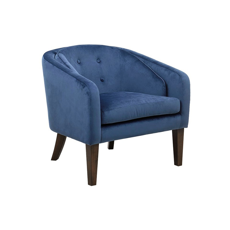 Chaise d'appoint en velours bleu, capacité de poids de style Mid-Century, dossier arrondi doux