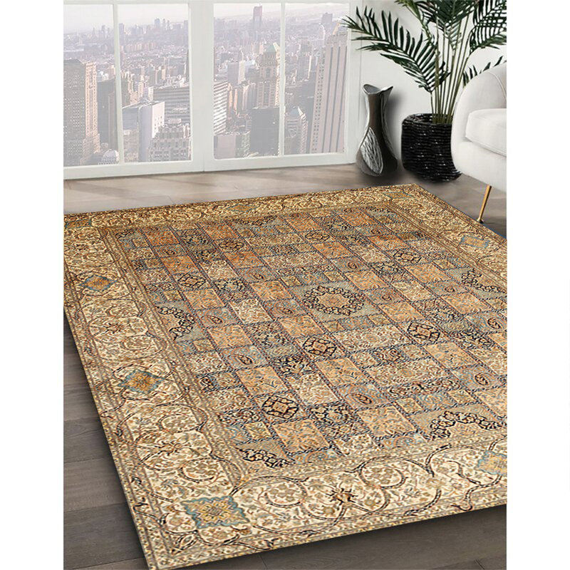 Tapis oriental brun / beige / bleu, Rectangle 7 pi x 10 pi