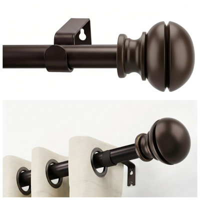 Curtain Rods 32-48 Inch, Heavy Duty 1 Inch Adjustable Curtain Rod for Windows, Bronze Window Treatment Rods, Modern Design, Easy Installation