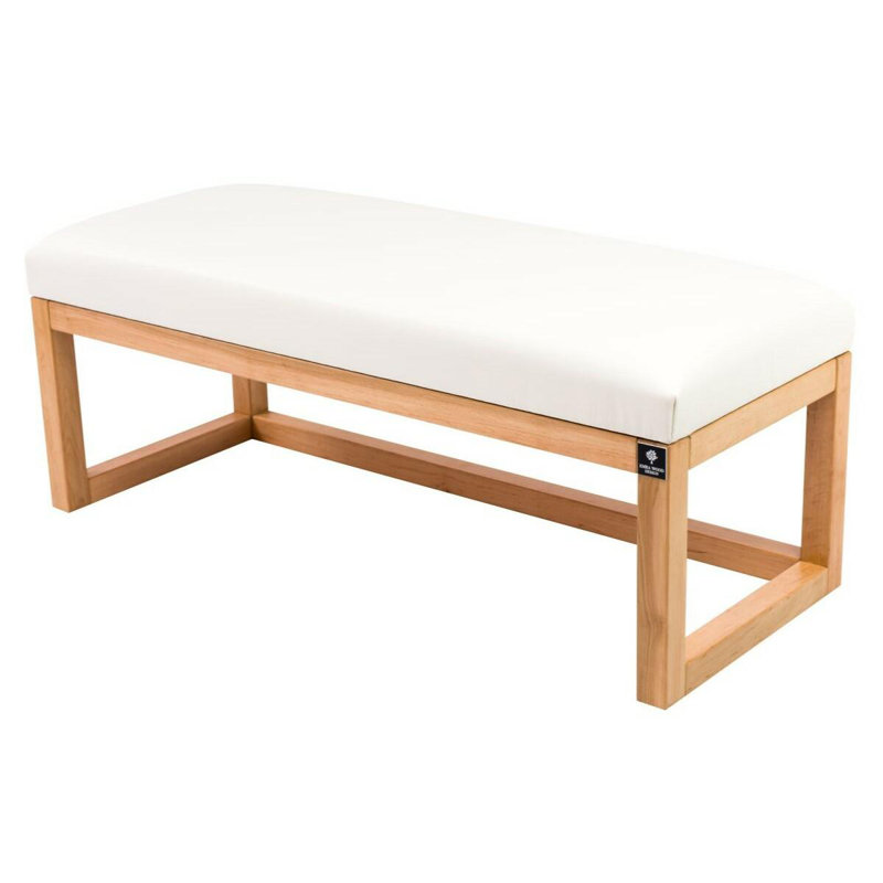 Faux Leather Upholstered Bench, White, 40cm H x 65cm W x 35cm D