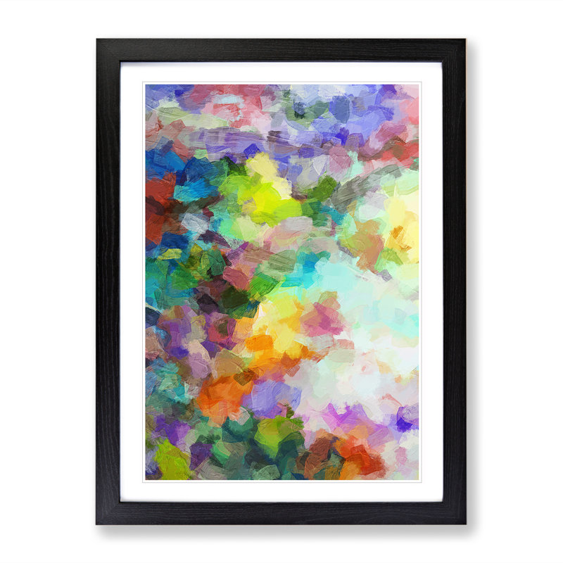 In Love Abstract - Single Picture Frame Painting, 64cm H x 46cm W x 2cm D, Black Framed