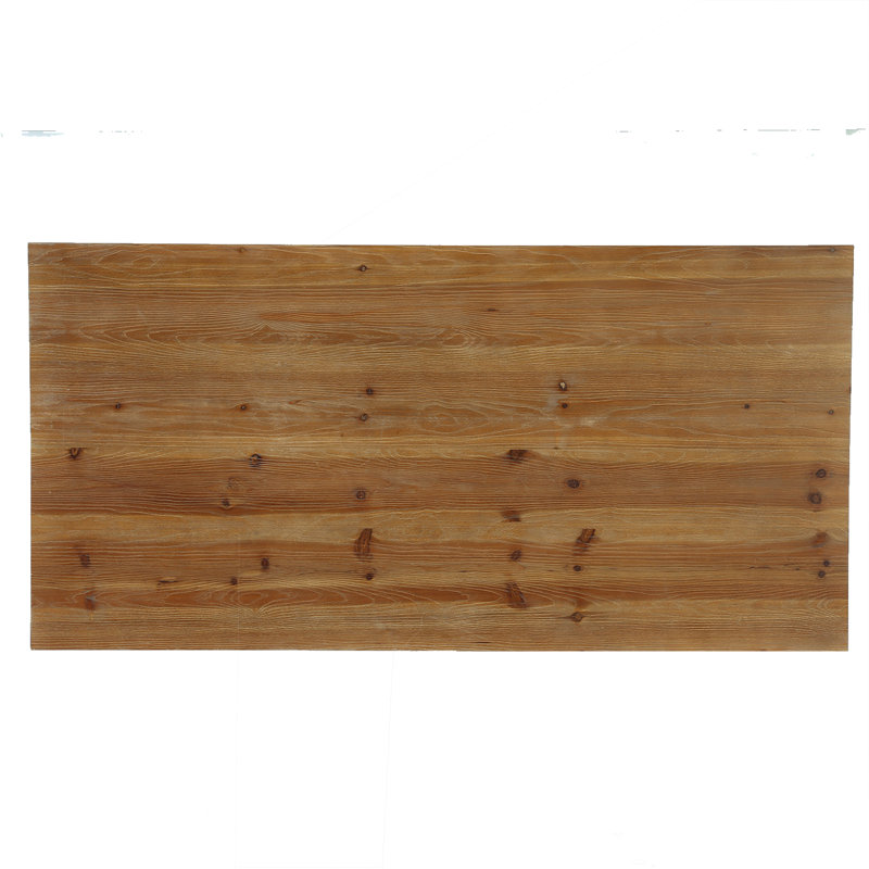 Fir Rectangular Wood Top Dining Table with Wood Base