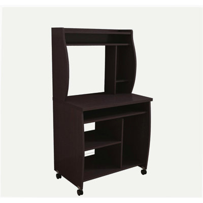 Microwave cart computer cart utility cart with hutch shelves spice rack mobile on locking castors red cocoa espresso