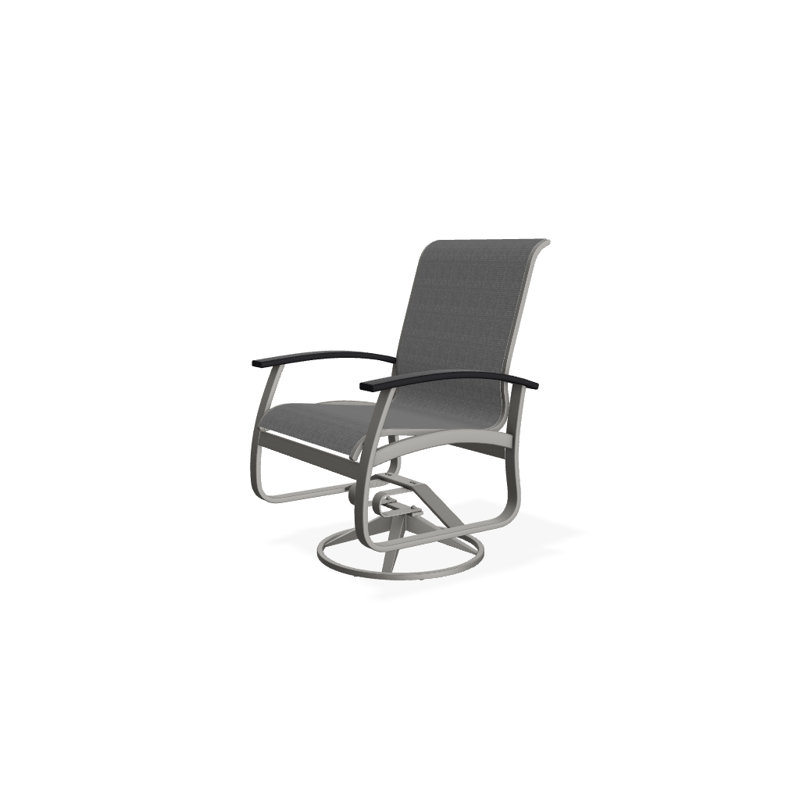 Belle Isle Outdoor Dining Armchair, Titanium Sunbrella®, Black P70, Textured Snow