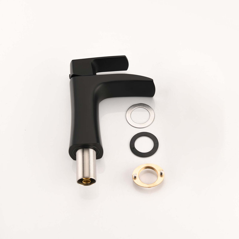 ADA Waterfall Single Hole Handle Brass Bathroom Faucet with Drain, Matte Black