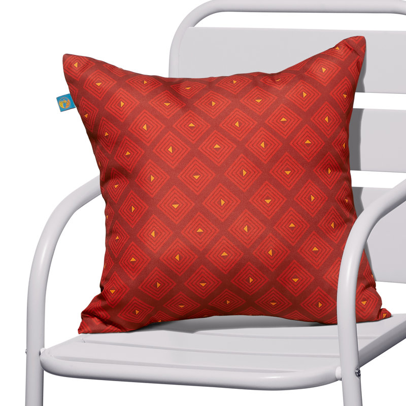 Gingham Outdoor Throw Pillow, Red
