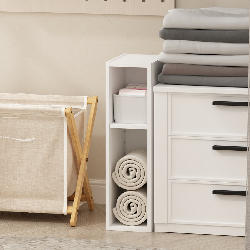 Shavon 2-Tier Multipurpose Clothing & Closet Storage Organizer Shelf, 6-Inch Width, White