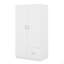Armoire en bois avec portes doubles, armoire avec tringle, 5 tablettes fixes, 1 tiroir de rangement, blanc