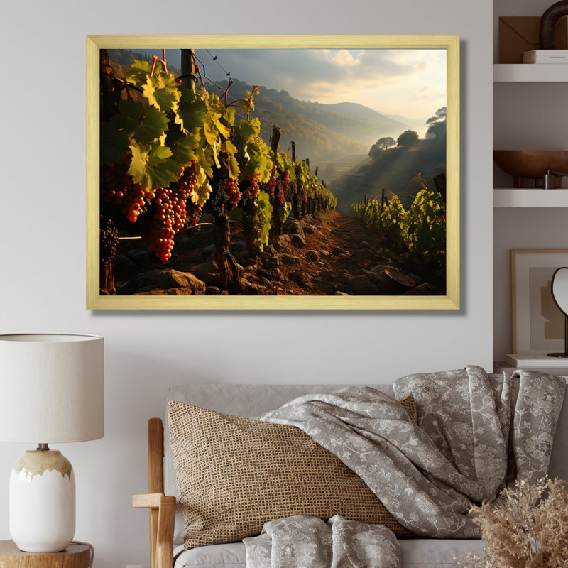 «Vineyard Misty Meadows Cellars I», reproduction sur toile, H 24 po x l 32 po x P 1 po, Cadre photo doré simple