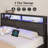 Dilem Bed Frame With LED Light, Industrial Platform Bed With Charging Station, 2-Tier Storage Headboard, No Box Spring Needed, Noise-Free, Strong Support Legs-473642166-473642162