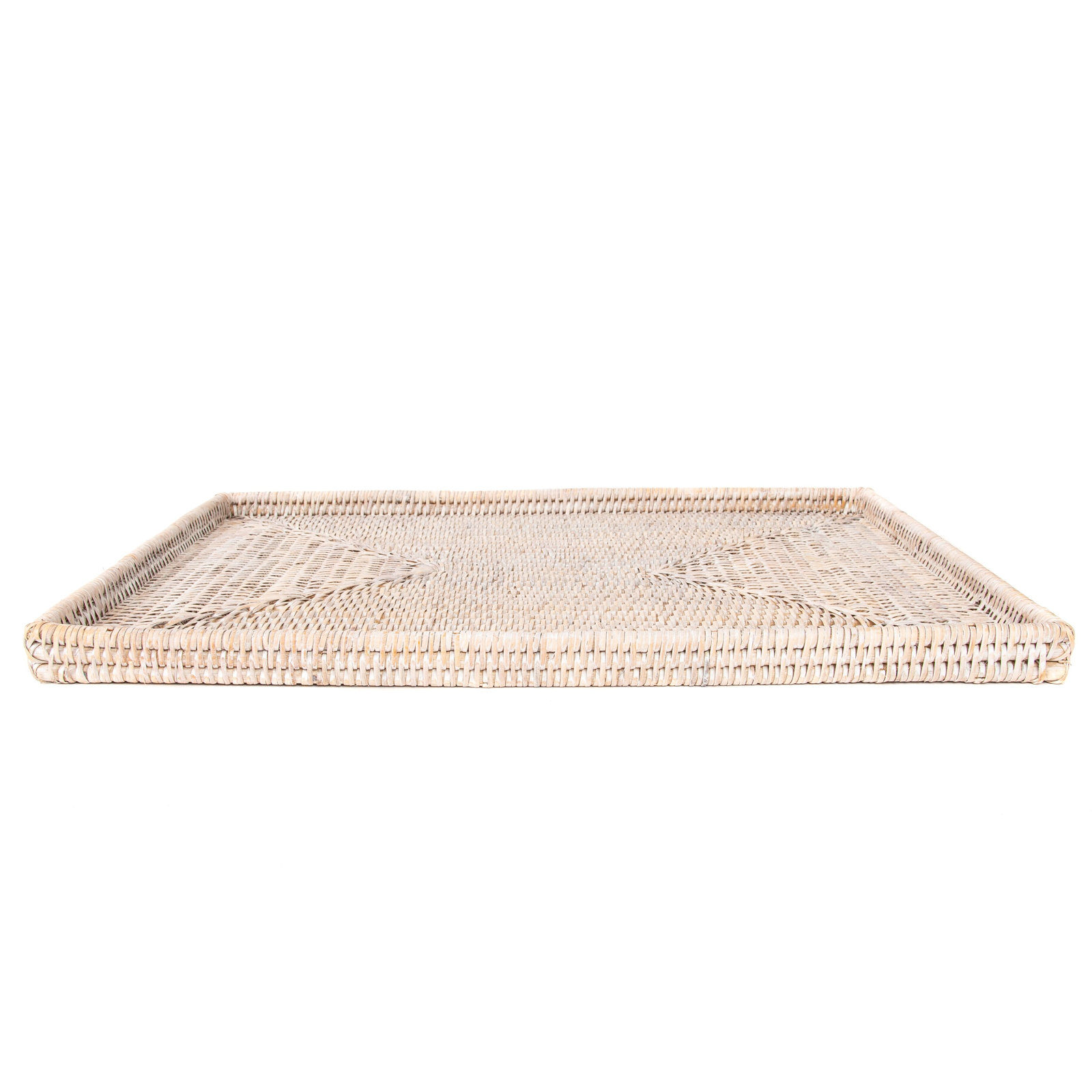 Artifacts Rattan Rectangular Flat Tray, White Wash
