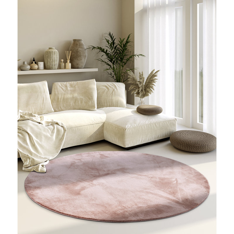 , Antique pink Leon high pile rug, Round 160cm