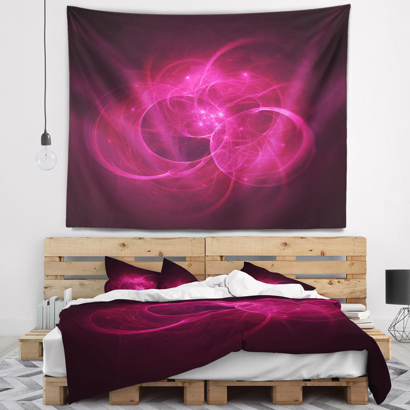 Tapisserie de cercles magenta brillant Abstract, H 32 po x l 39 po