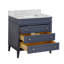 Meuble-lavabo simple 36 po avec meuble-lavabo gris marine et comptoir en marbre de Carrare Whitman-426006130-521133449