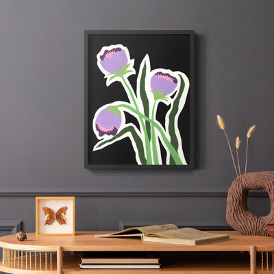 Pop Flowers II, reproduction encadrée - bois massif