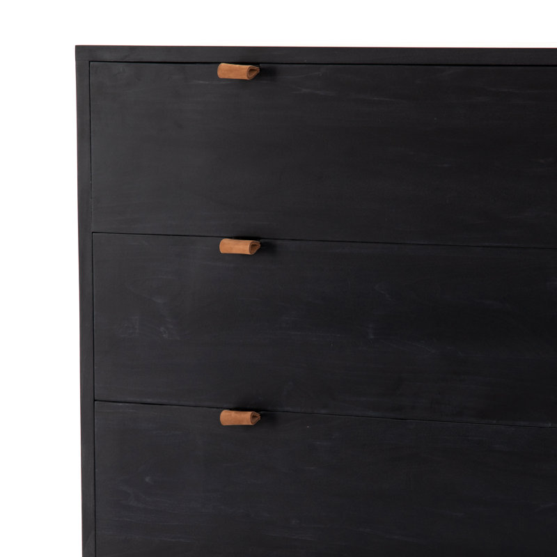 Trey 5 - Drawer Solid Wood Dresser, Black Wash Poplar