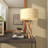 Light Brown Tews Driftwood Handmade 23" Table Lamp with Cream Linen Shade