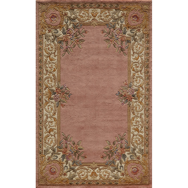 Tapis brun / rose en laine touffeté à la main Zachary, Rectangle 2 pi x 3 pi