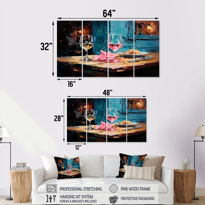 Doux prune douce ombres de Syrah - vin, art mural 4 pièces, H 32 po x l 64 po