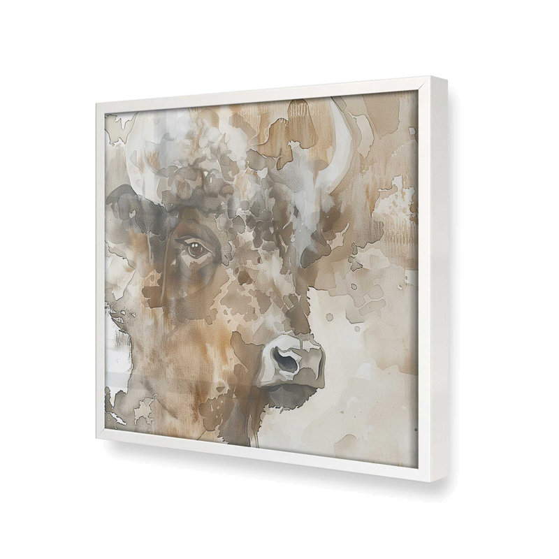 «Abstract Buffalo Portrait II», Blanc opaque, H 13,75 po x l 13,75 po