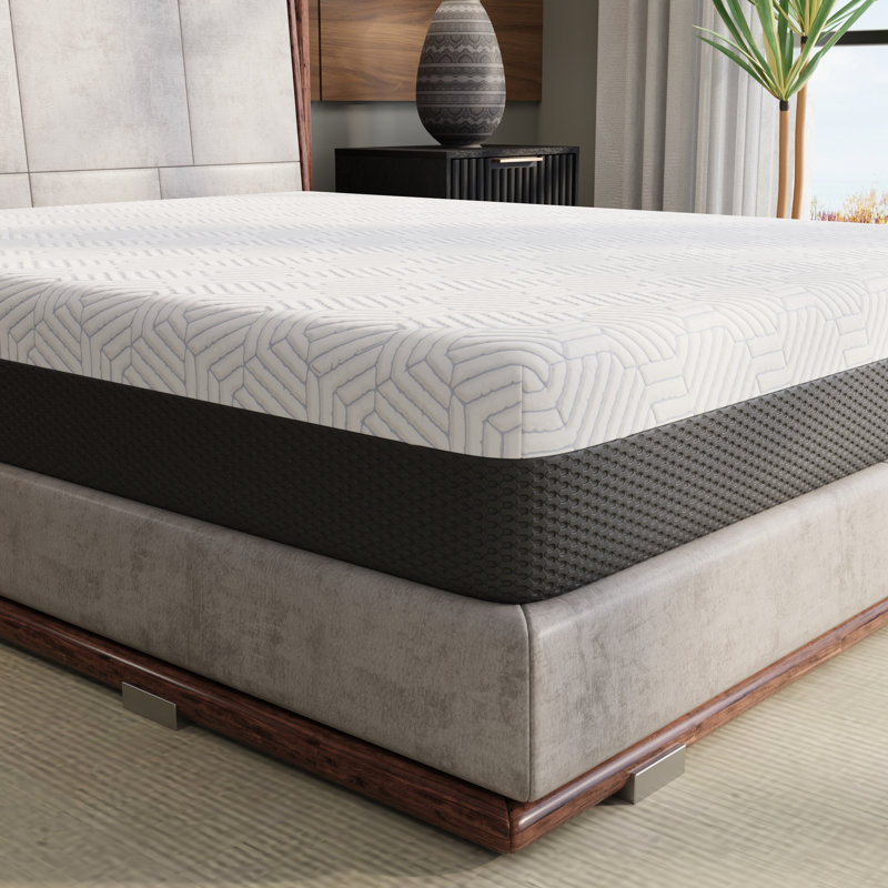 Très grand matelas ferme moyen de 10 pouces avec housse de refroidissement, mousse viscoélastique I-gel ventilée de 2 po, base à densité de 3 po et gris