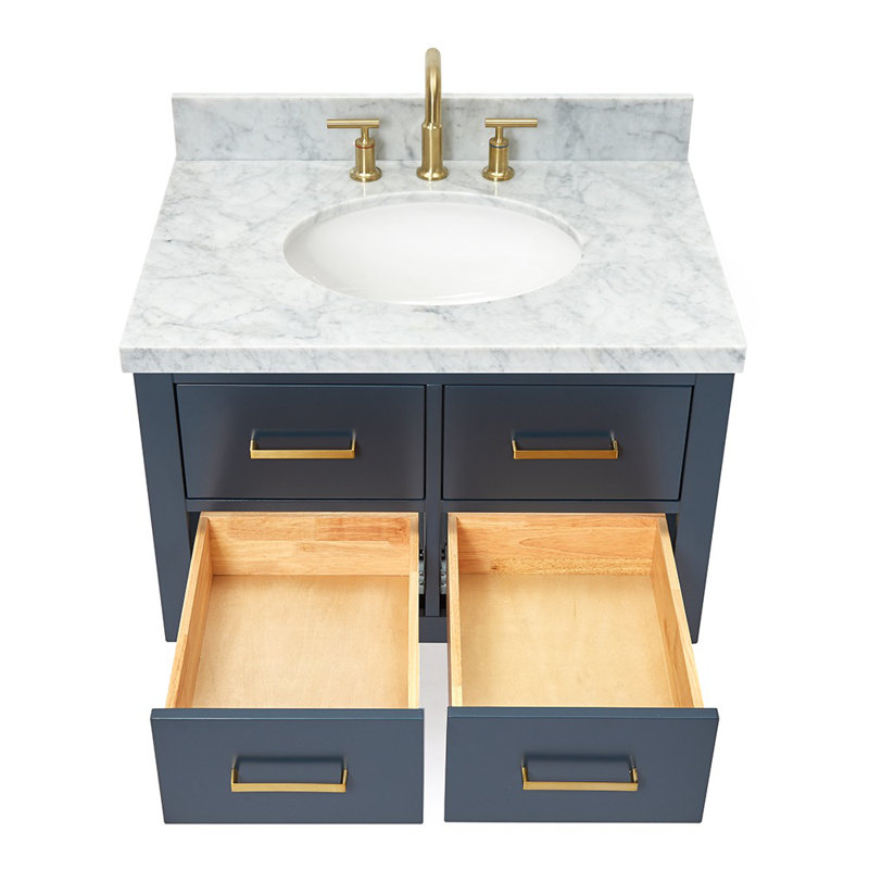 31'' W Single Vanity, Midnight Blue, Satin Brass