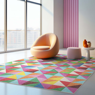 Tapis lavable multicolore à carreaux Well Woven