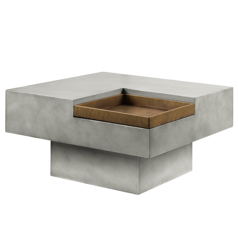 Superbe table basse en ciment gris et rangement spacieux et durable