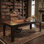 Bureau de direction 69 po Hilda avec 6 tiroirs, finition grain de bois de noyer