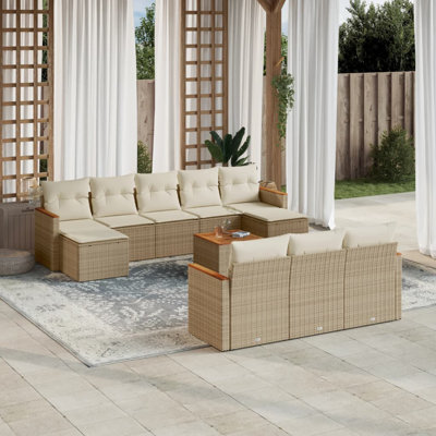 Vidaxl Garden Sofa Set Beige Poly Rattan Large Modular Garden Sofa Set