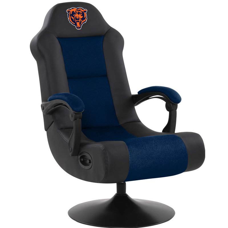 Chicago Bears Black and Blue Faux Leather Gaming Chair with Speakers
