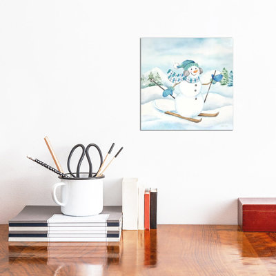 Let It Snow Blue Snowman III by Cynthia Coulter - No Frame Print on Canvas