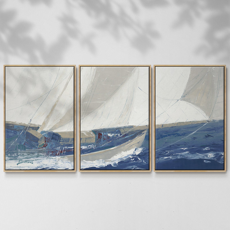 " Port To Port " 3 - Pieces, 36" H x 75" W x 2" D, Natural