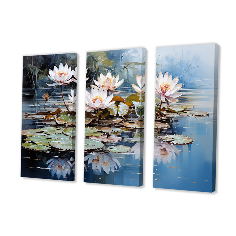 Reflection Lotus Stillness Meditation I - Ensemble de décorations murales Lotus, H 40 po x l 60 po x P 1 po