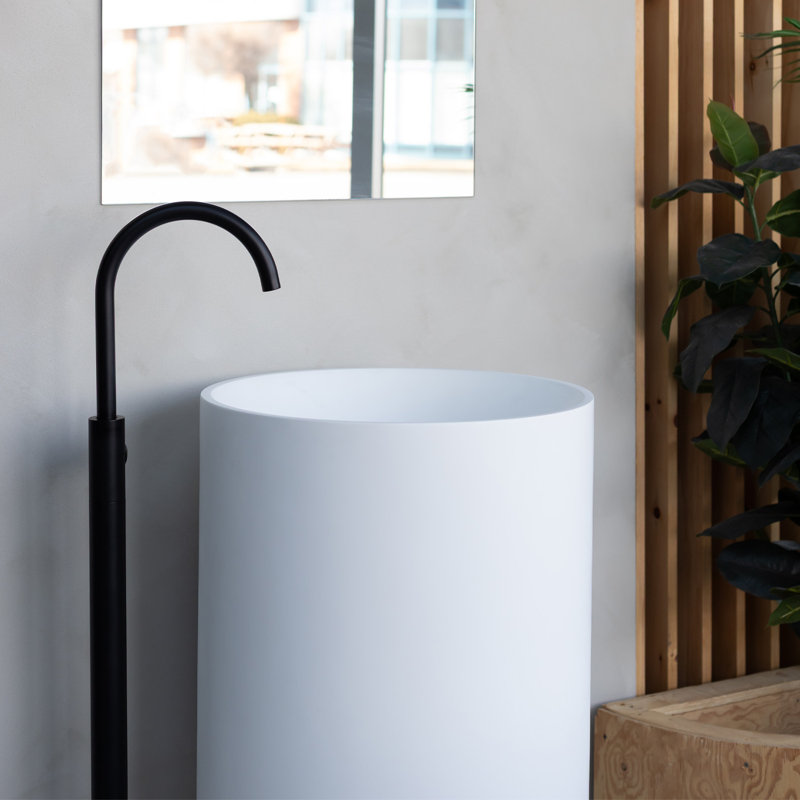 Solid Surface Round Pedestral Sink, Matte White