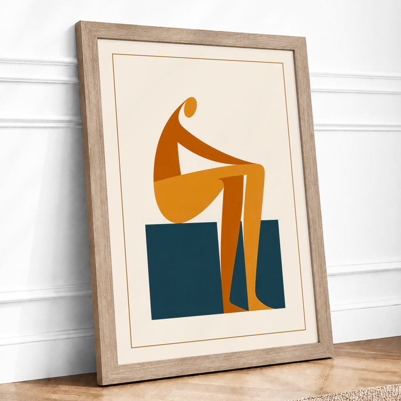 Contemplative Figure Minimalist - Print, A1 - 84.1 x 59.4 cm, Oak