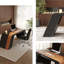 Bureau en bois massif multicouche avec cuir de selle-1618752428