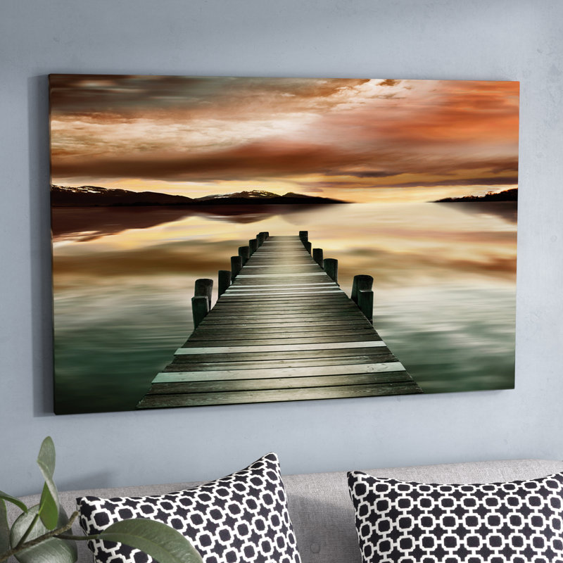 «Sunset Jetty», reproduction de peinture acrylique, H 24 po x l 36 po x P 1,5 po, Toile tendue