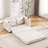  Upholstered Tufted Folding Loveseat Sofa Bed with Cup Holders & Side Pockets-1929220284
