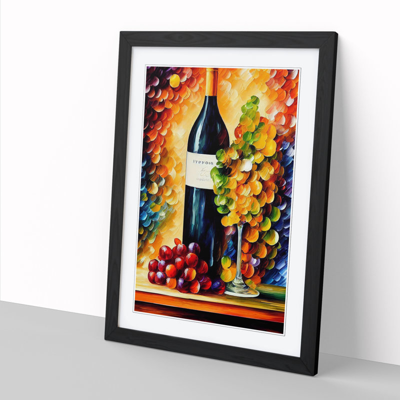 Wine Painting Vol.1 - Single Picture Frame Print, 34cm H x 25cm W x 2cm D, Walnut