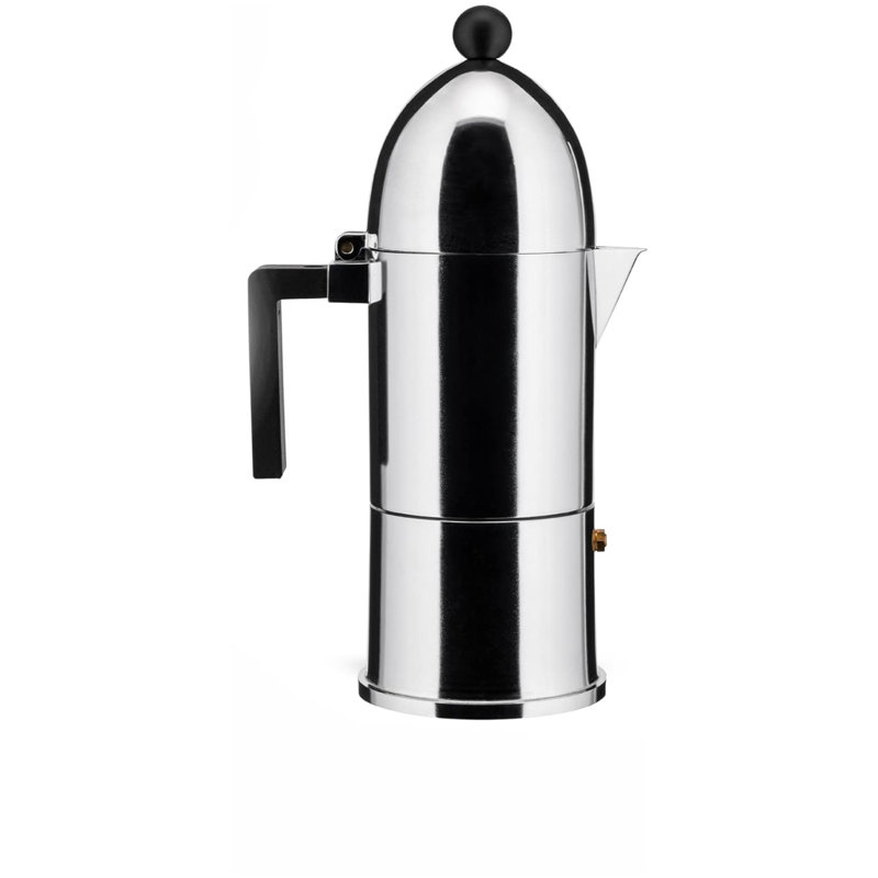 La Cupola Espresso Coffee Maker, Large, Black, Mirror Polished
