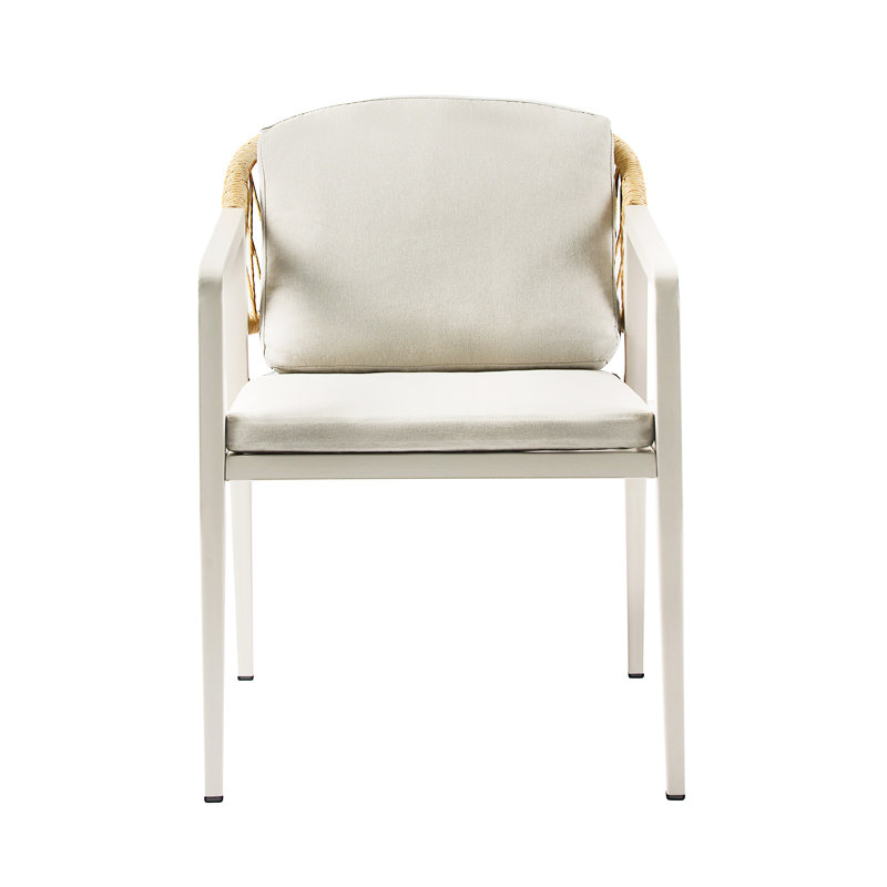 Chaise d'extérieur avec coussin et cadre en fer 2 pièces Fauteuil avec chaises tissées et imperméables Fabrication imperméable Apparence confortable Gris météo