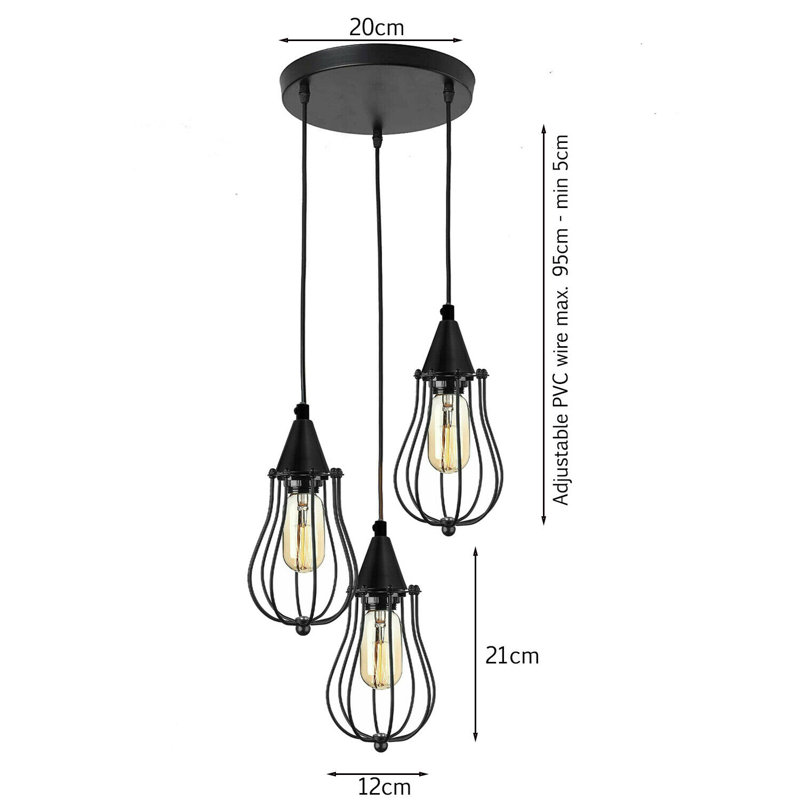 Flagler 3 - Light Cluster Pendant, Black