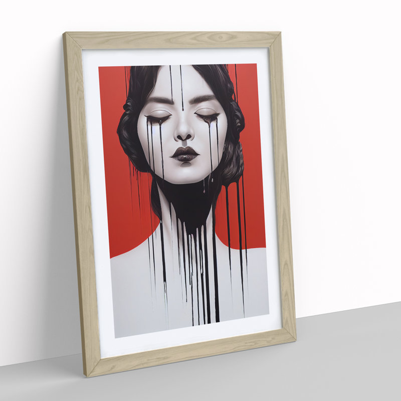 Painted Woman No.1 Abstract - Single Picture Frame Painting, 46cm H x 34cm W x 2cm D, Oak Framed