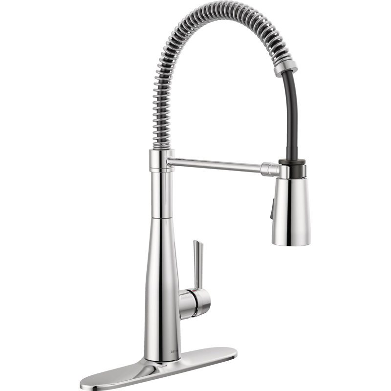 Essa Pro Style Commercial Kitchen Faucet with Pull Down Sprayer, Chrome Single Hole Kitchen Sink Faucet, Single Handle, Chrome