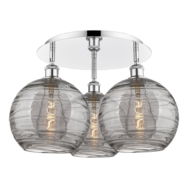Essex Glass Flush Mount, Polished Chrome, 12.63" H x 21.75" W x 21.75" D
