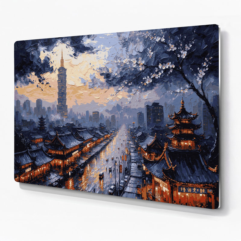 Art mural mauve en villes, Taipei, Taïwan, H 132 po x l 168 po x P 0,05 po